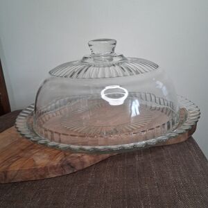 Vintage Elegant Glass Cake Dome with Plate